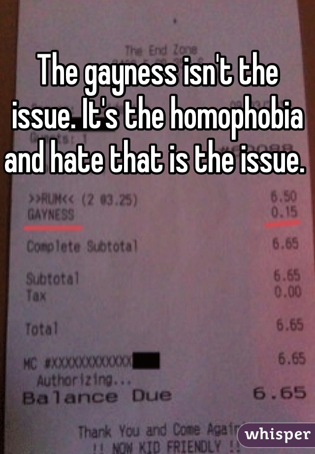 The gayness isn't the issue. It's the homophobia and hate that is the issue. 