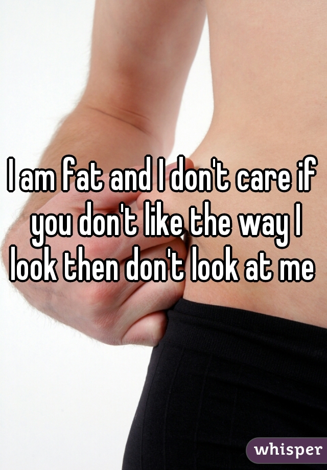 I am fat and I don't care if you don't like the way I look then don't look at me 