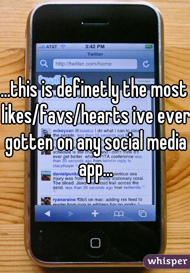 ...this is definetly the most likes/favs/hearts ive ever gotten on any social media app...
