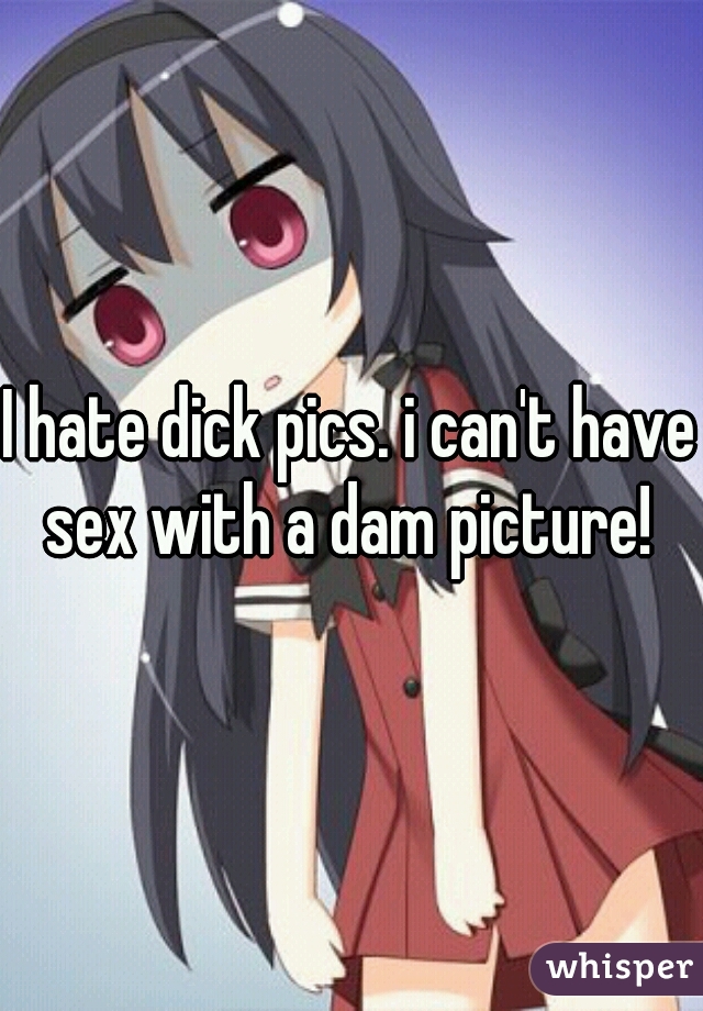 I hate dick pics. i can't have sex with a dam picture! 