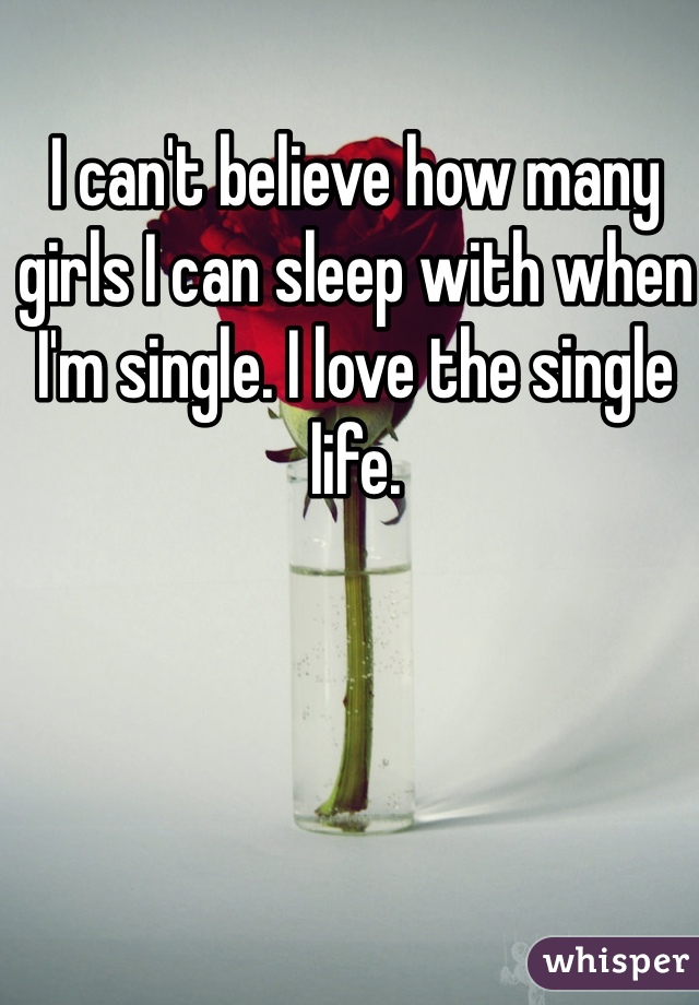 I can't believe how many girls I can sleep with when I'm single. I love the single life.
