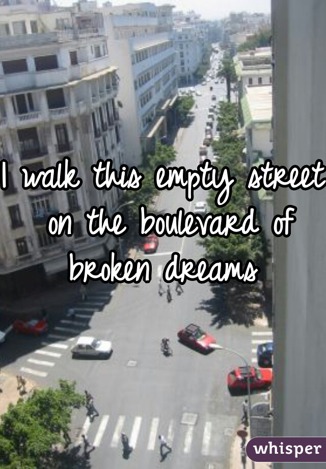 I walk this empty street on the boulevard of broken dreams 