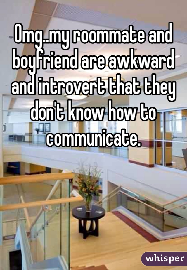 Omg..my roommate and boyfriend are awkward and introvert that they don't know how to communicate.