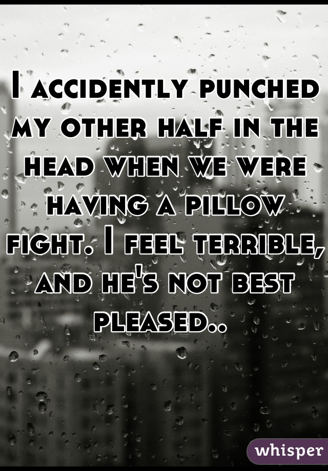 I accidently punched my other half in the head when we were having a pillow fight. I feel terrible, and he's not best pleased.. 