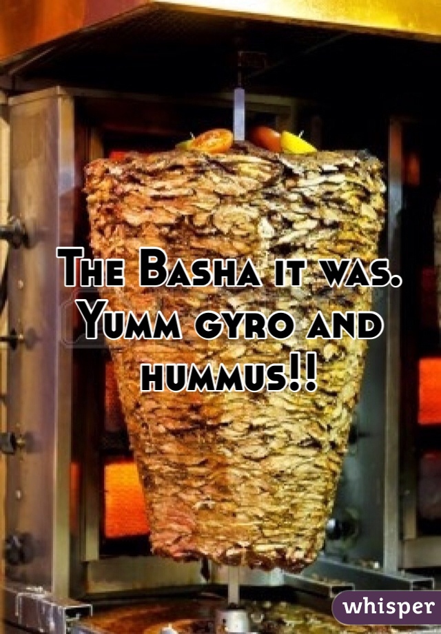 The Basha it was.  Yumm gyro and hummus!! 