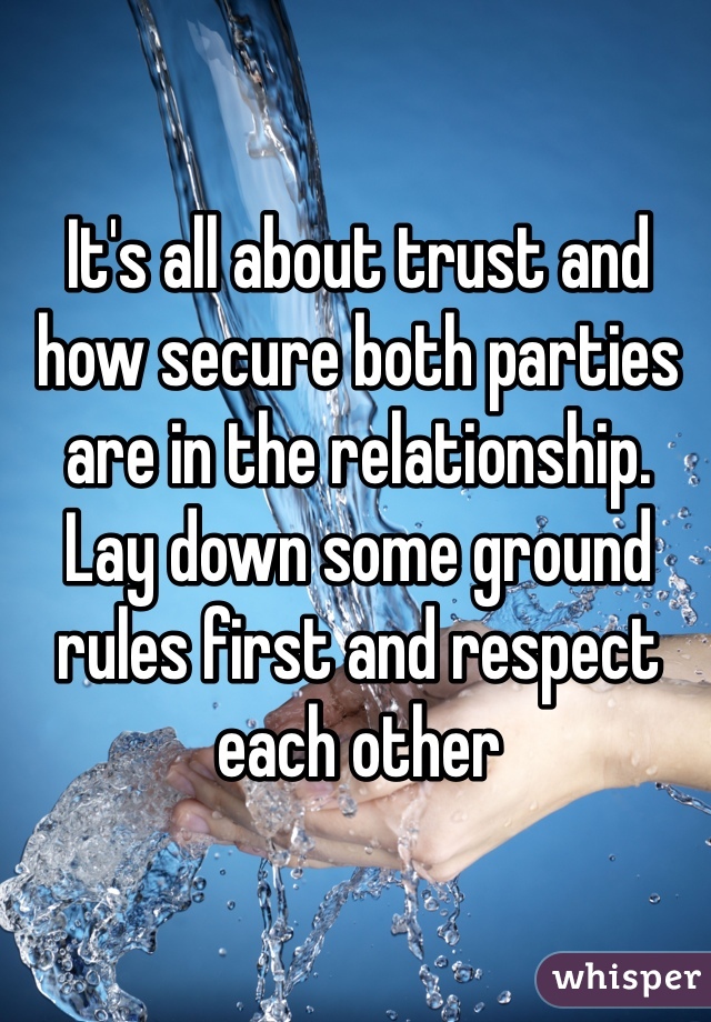 It's all about trust and how secure both parties are in the relationship.  Lay down some ground rules first and respect each other 