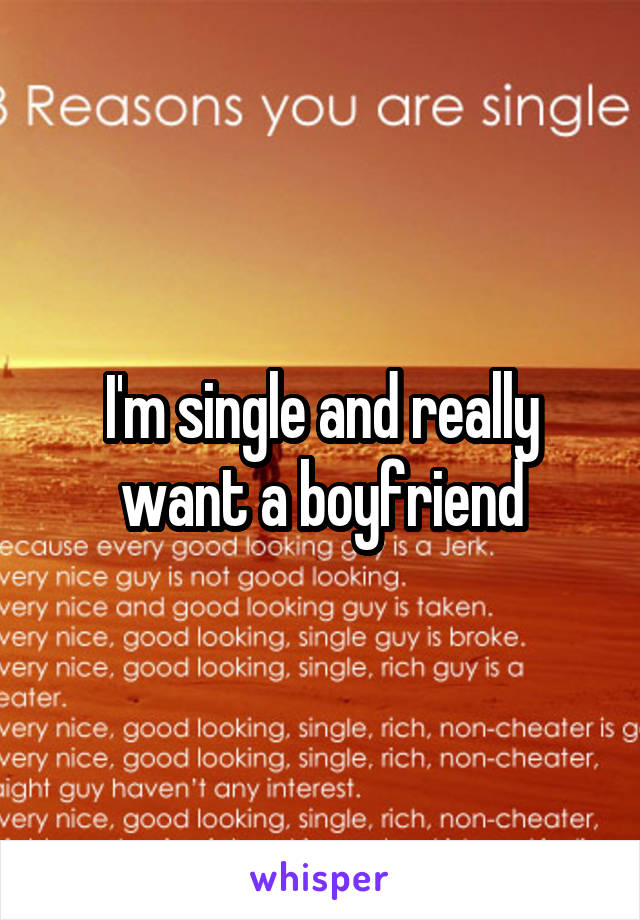 I'm single and really want a boyfriend