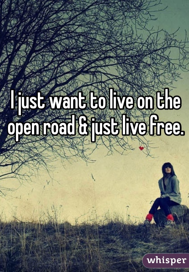 I just want to live on the open road & just live free. 