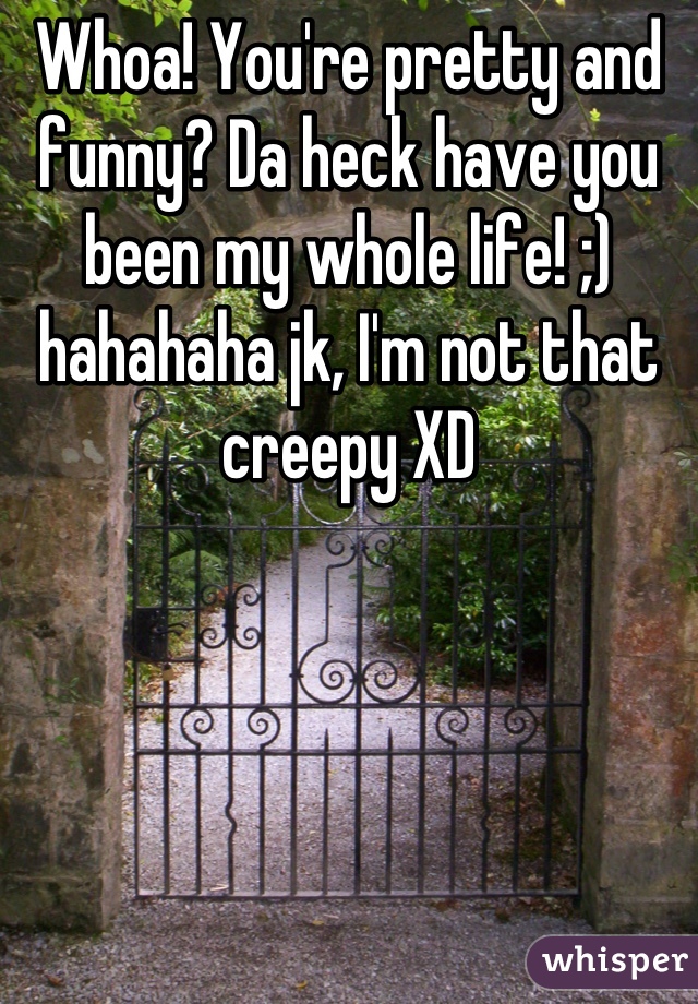 Whoa! You're pretty and funny? Da heck have you been my whole life! ;) hahahaha jk, I'm not that creepy XD