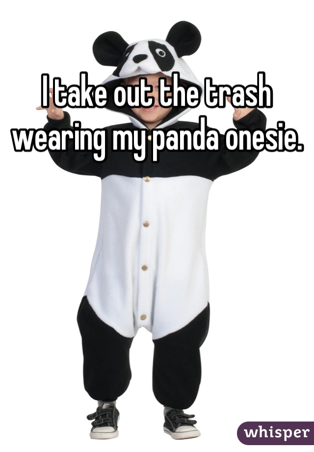 I take out the trash wearing my panda onesie.