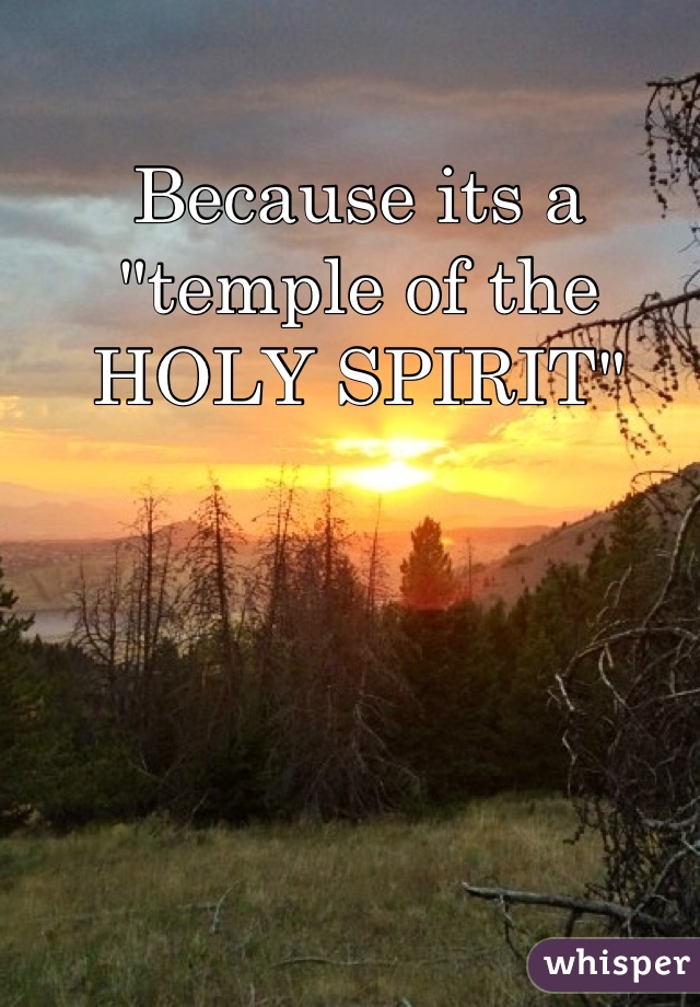 Because its a "temple of the HOLY SPIRIT"