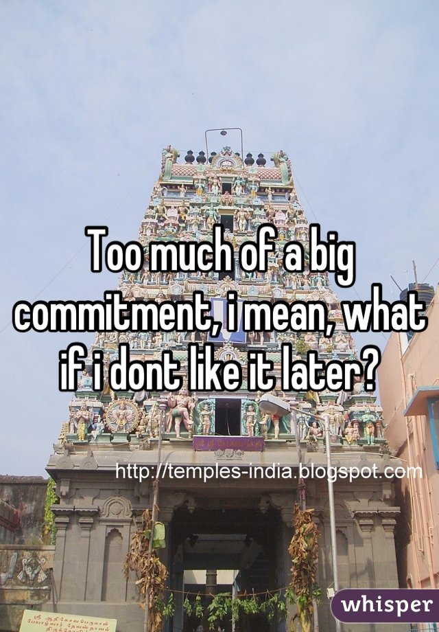 Too much of a big commitment, i mean, what if i dont like it later?