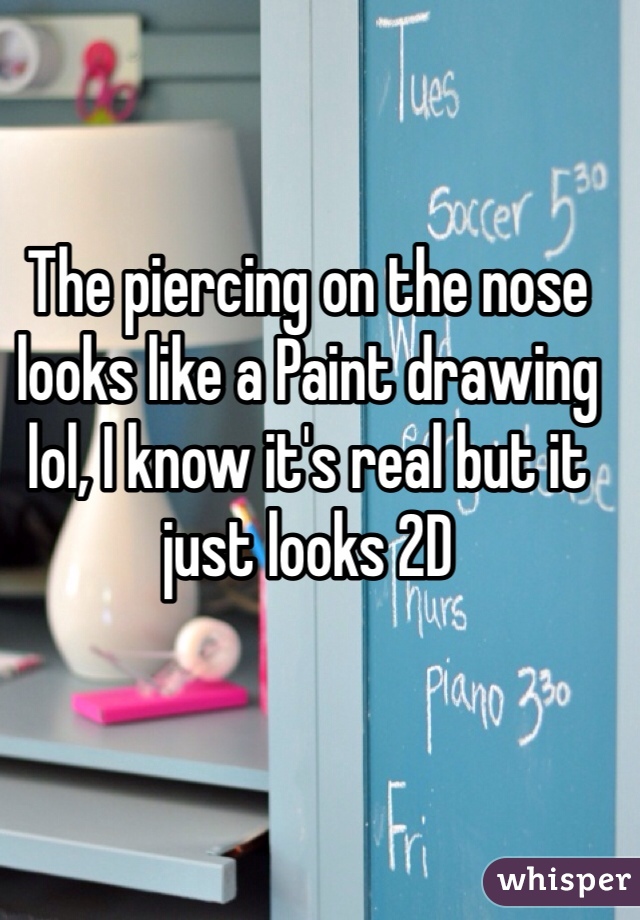 The piercing on the nose looks like a Paint drawing lol, I know it's real but it just looks 2D