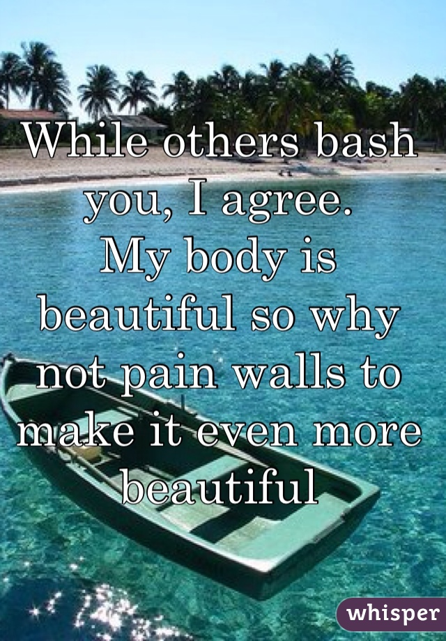 While others bash you, I agree.
My body is beautiful so why not pain walls to make it even more beautiful
