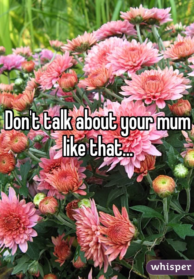 Don't talk about your mum like that...