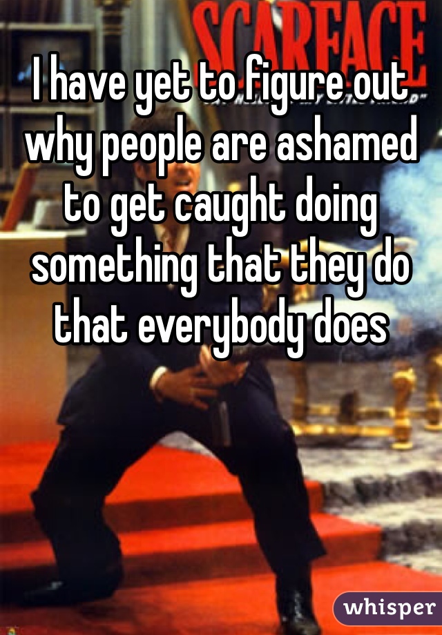 I have yet to figure out why people are ashamed to get caught doing something that they do that everybody does