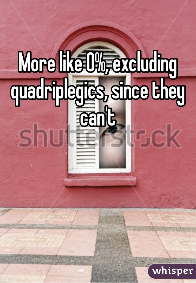 More like 0%, excluding quadriplegics, since they can't 