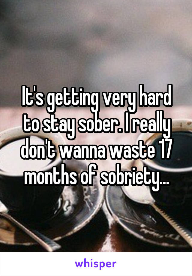 It's getting very hard to stay sober. I really don't wanna waste 17 months of sobriety...