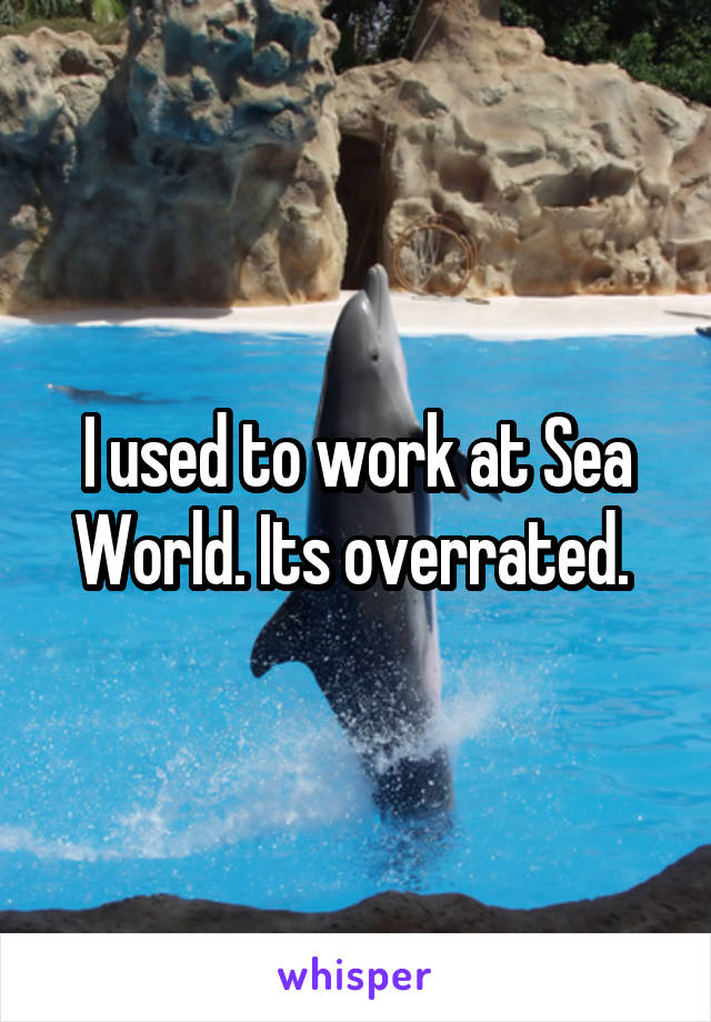 I used to work at Sea World. Its overrated. 