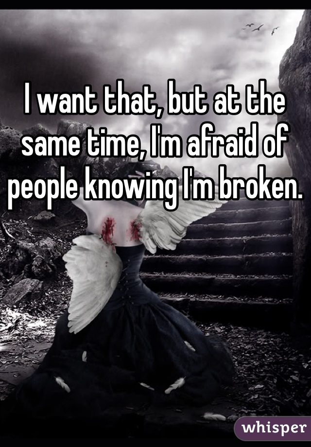 I want that, but at the same time, I'm afraid of people knowing I'm broken. 