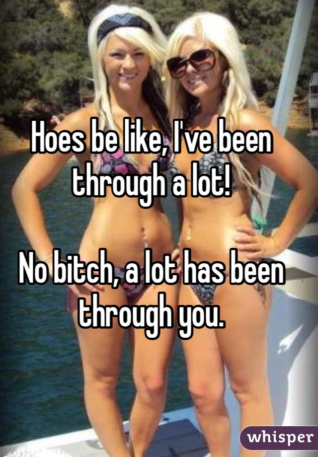Hoes be like, I've been through a lot! 

No bitch, a lot has been through you. 