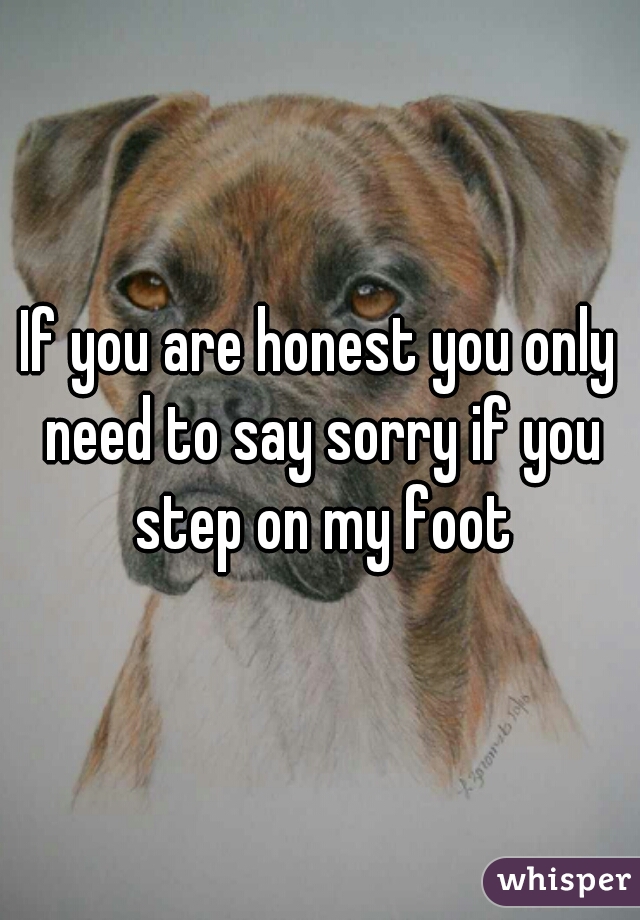 If you are honest you only need to say sorry if you step on my foot