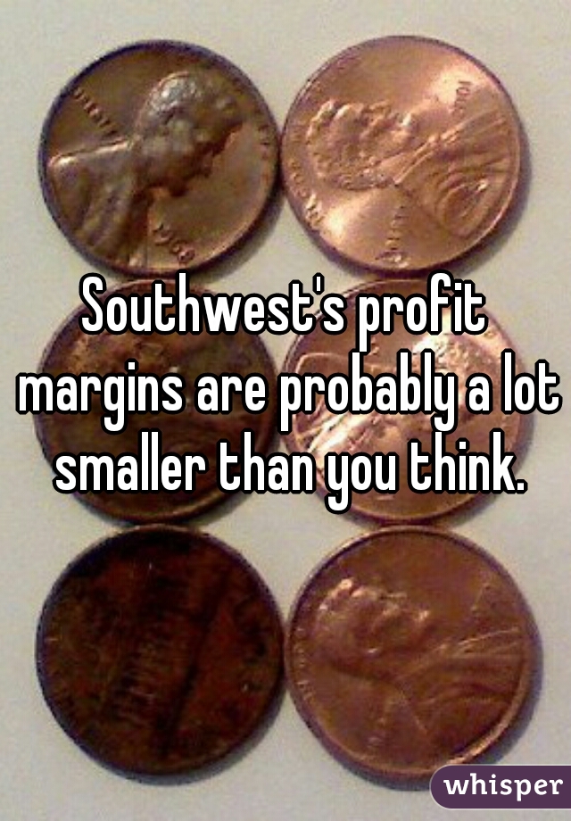 Southwest's profit margins are probably a lot smaller than you think.