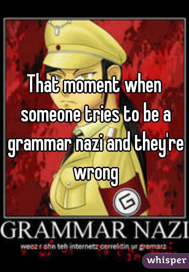 That moment when someone tries to be a grammar nazi and they're wrong