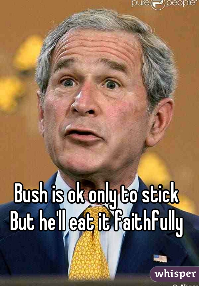 Bush is ok only to stick 
But he'll eat it faithfully 