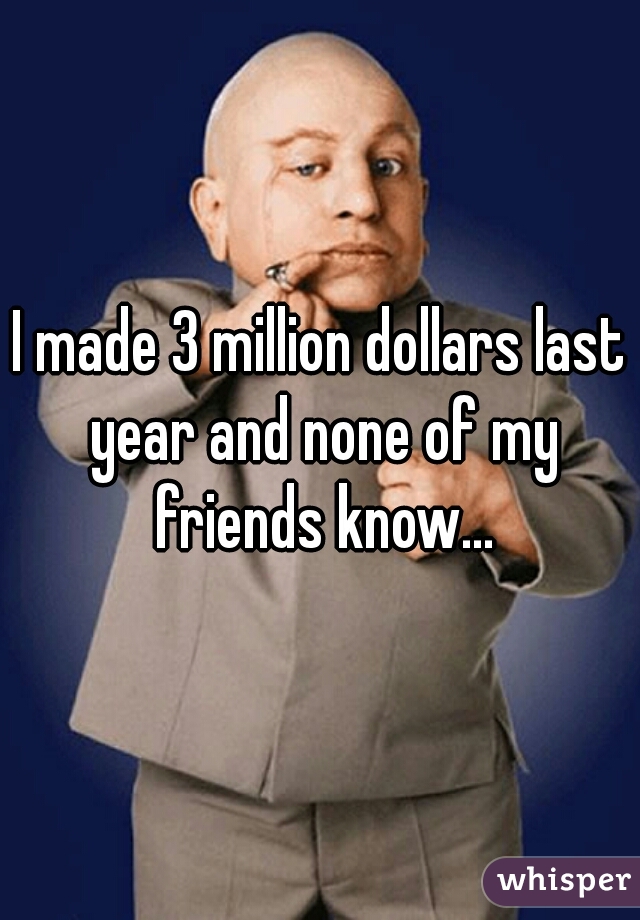 I made 3 million dollars last year and none of my friends know...