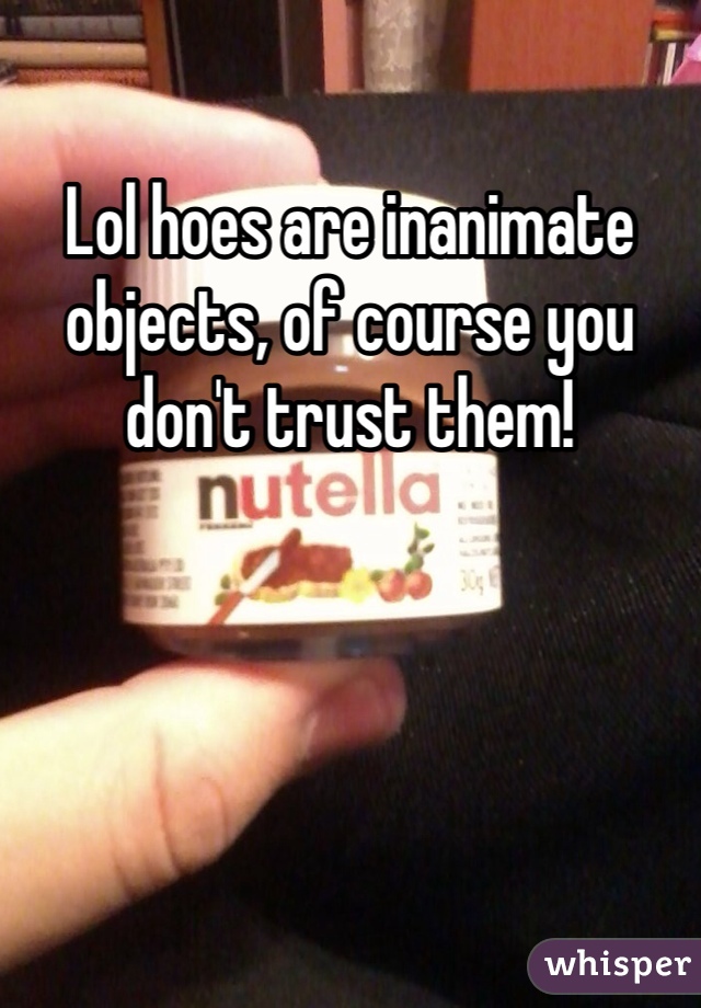 Lol hoes are inanimate objects, of course you don't trust them!