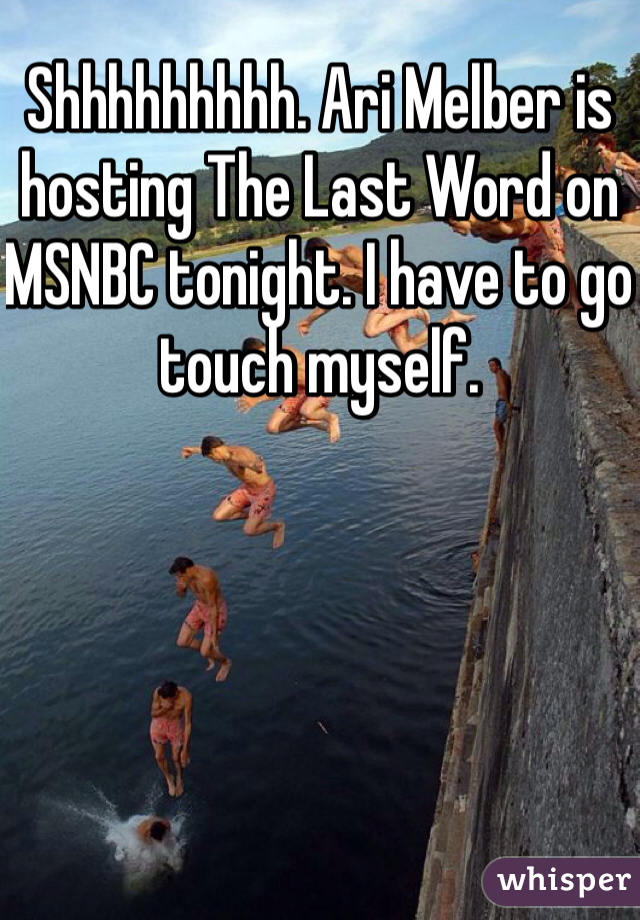 Shhhhhhhhh. Ari Melber is hosting The Last Word on MSNBC tonight. I have to go touch myself.