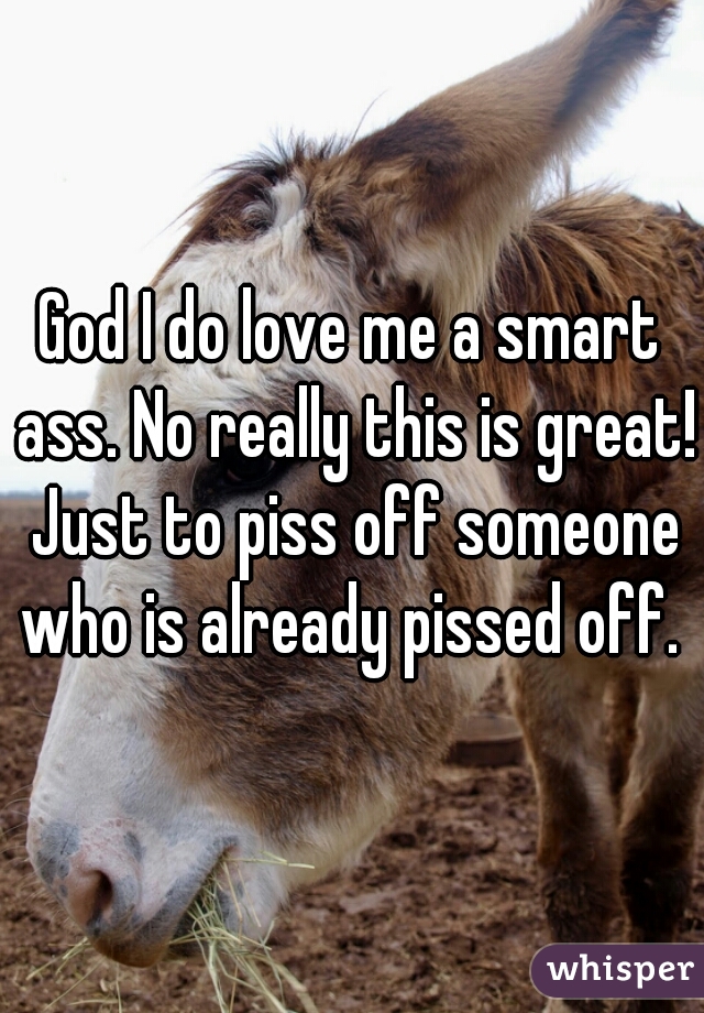 God I do love me a smart ass. No really this is great! Just to piss off someone who is already pissed off. 