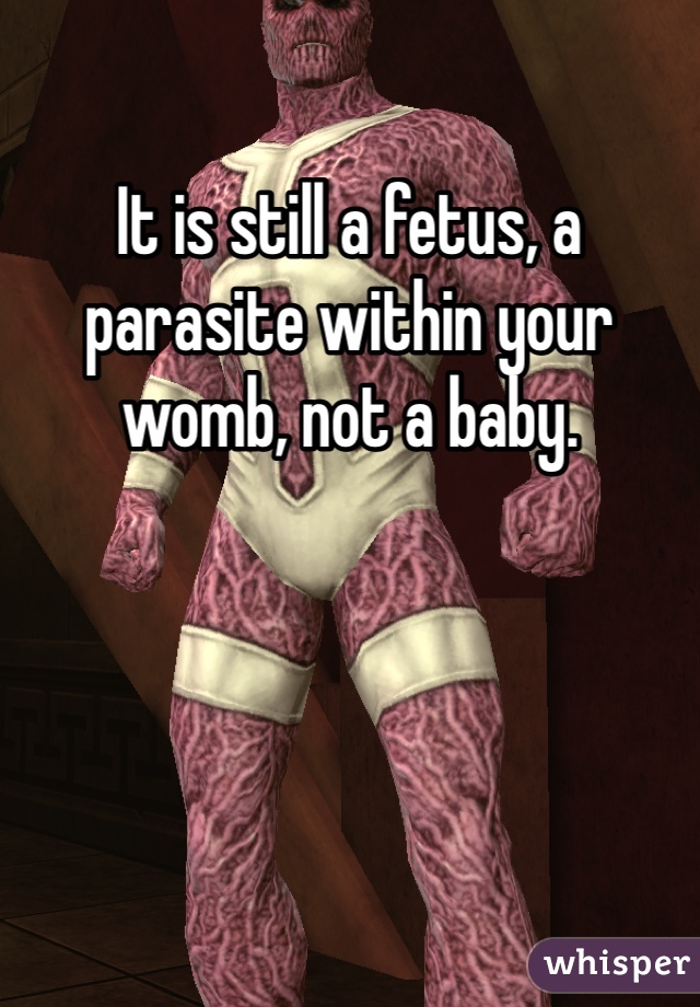 It is still a fetus, a parasite within your womb, not a baby.