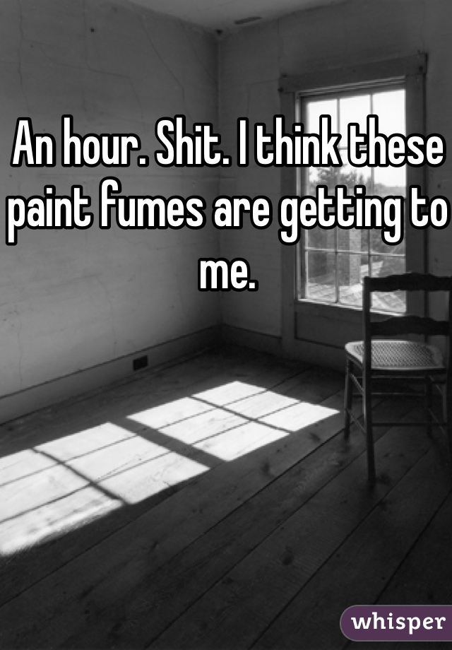 An hour. Shit. I think these paint fumes are getting to me. 