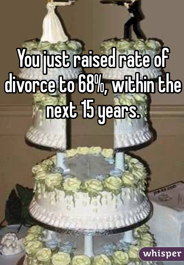 You just raised rate of divorce to 68%, within the next 15 years. 