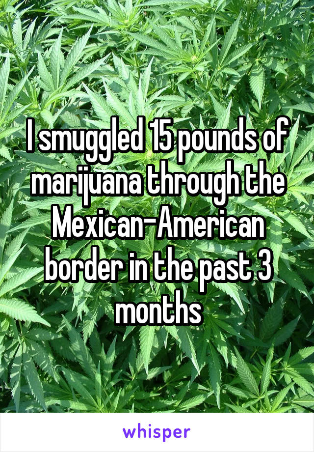 I smuggled 15 pounds of marijuana through the Mexican-American border in the past 3 months