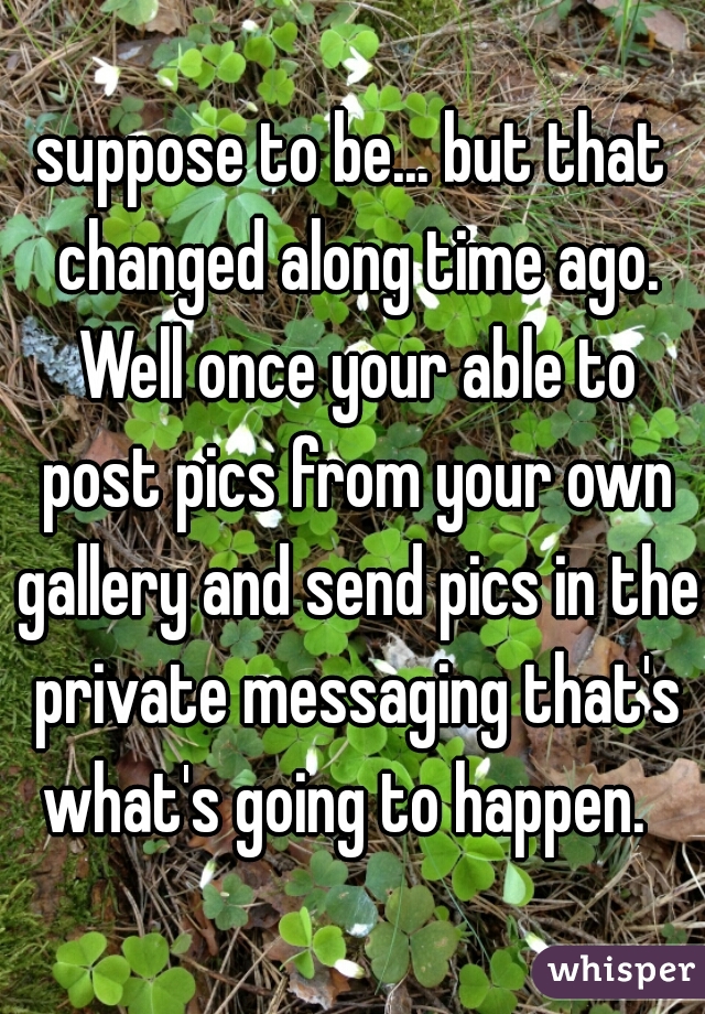 suppose to be... but that changed along time ago. Well once your able to post pics from your own gallery and send pics in the private messaging that's what's going to happen.  