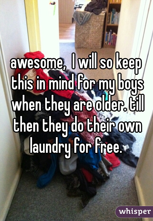 awesome,  I will so keep this in mind for my boys when they are older. till then they do their own laundry for free. 