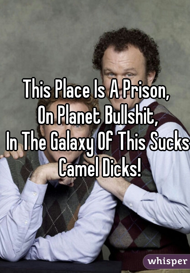 This Place Is A Prison, 
On Planet Bullshit,
In The Galaxy Of This Sucks Camel Dicks!