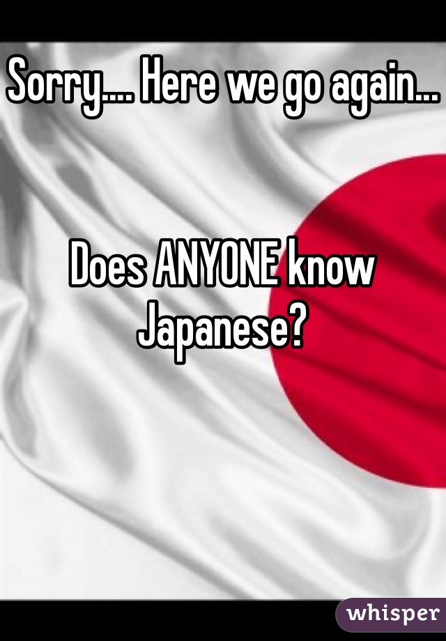 Sorry.... Here we go again...


Does ANYONE know Japanese? 