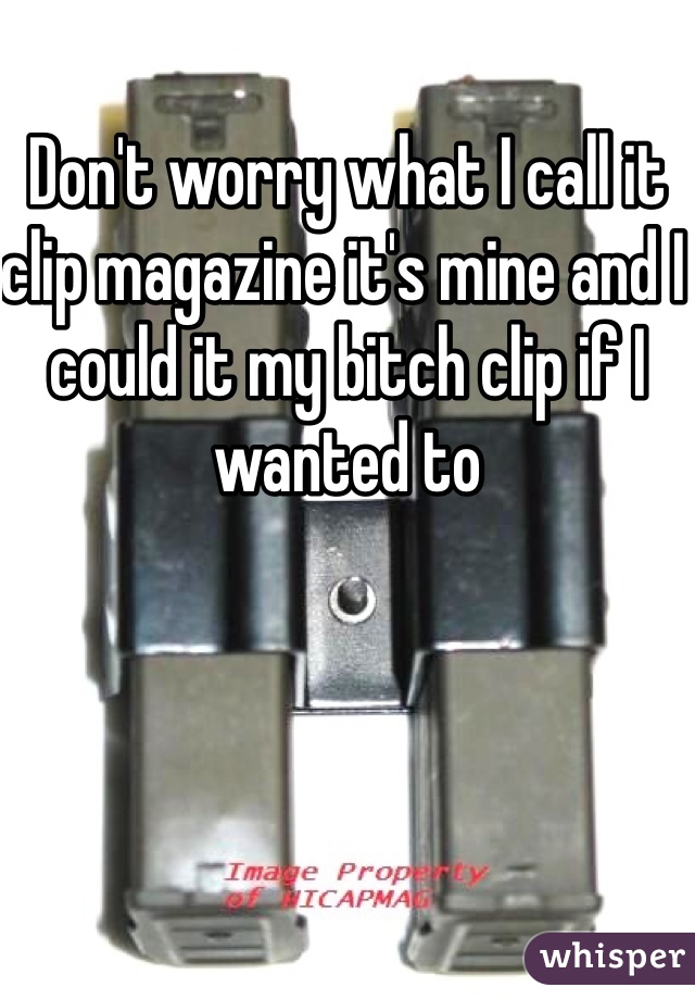 Don't worry what I call it clip magazine it's mine and I could it my bitch clip if I wanted to