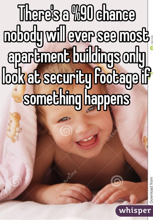 There's a %90 chance nobody will ever see most apartment buildings only look at security footage if something happens 