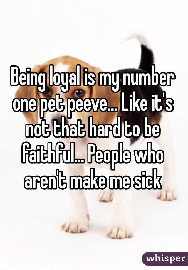 Being loyal is my number one pet peeve... Like it's not that hard to be faithful... People who aren't make me sick 