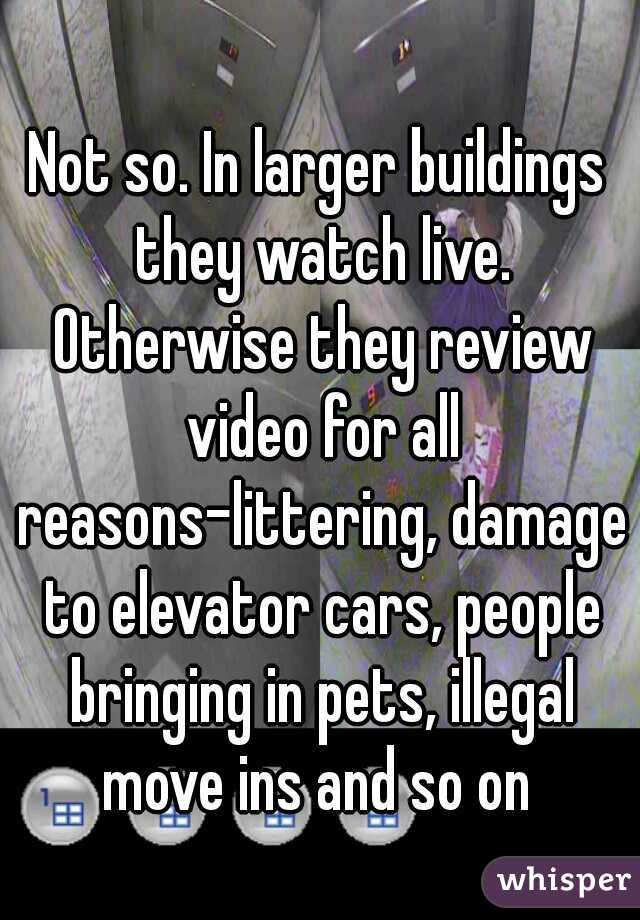 Not so. In larger buildings they watch live. Otherwise they review video for all reasons-littering, damage to elevator cars, people bringing in pets, illegal move ins and so on 