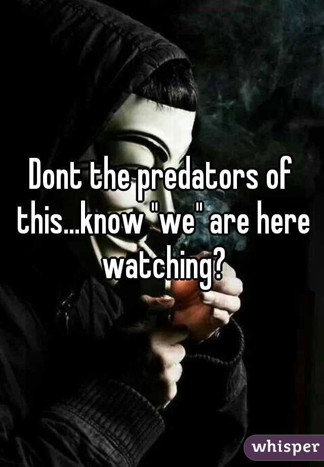 Dont the predators of this...know "we" are here watching?