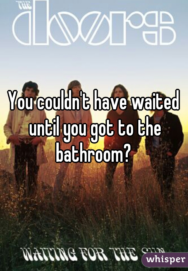 You couldn't have waited until you got to the bathroom? 