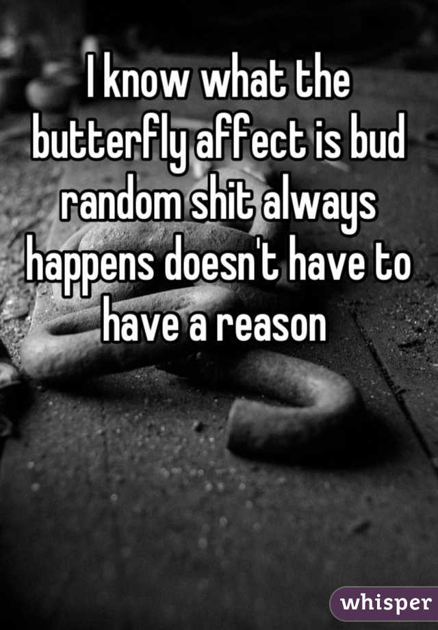 I know what the butterfly affect is bud random shit always happens doesn't have to have a reason 