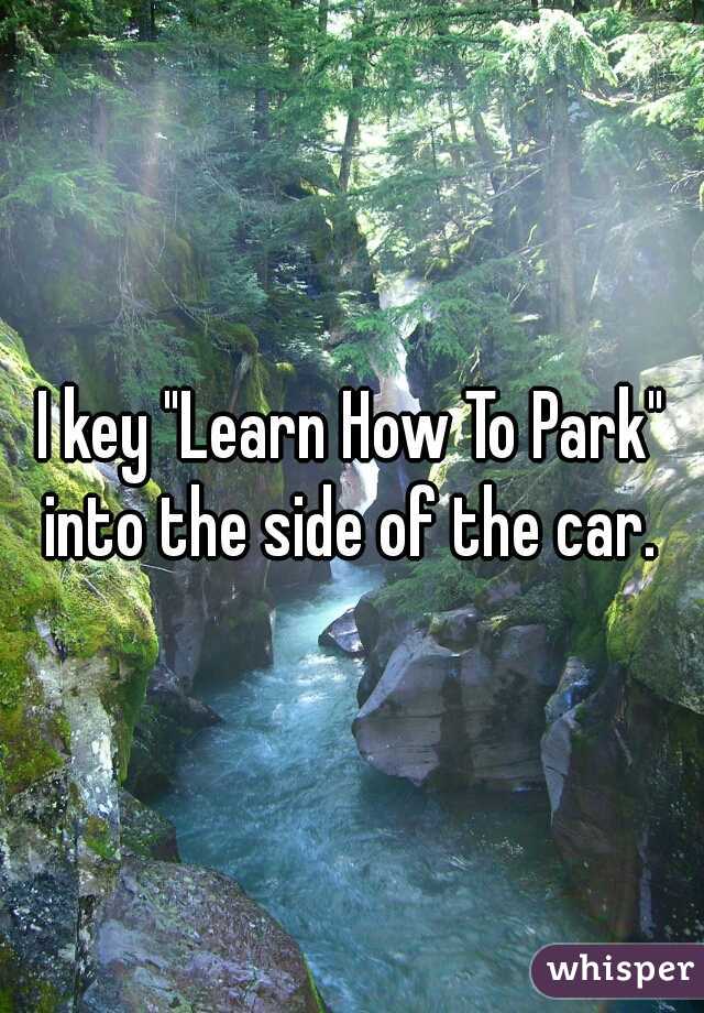 I key "Learn How To Park" into the side of the car. 