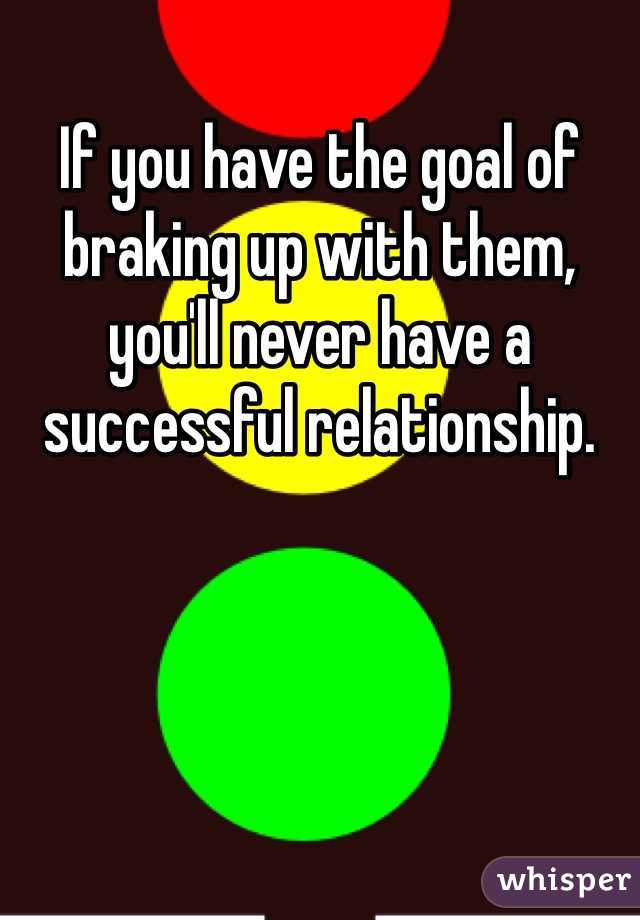 If you have the goal of braking up with them, you'll never have a successful relationship. 